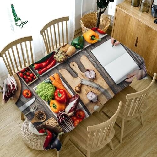 3D Fruit and Vegetable Table Plate Tablecloth Dustproof Washable Cloth Thicken Cotton Rectangular and Round Table Cloth