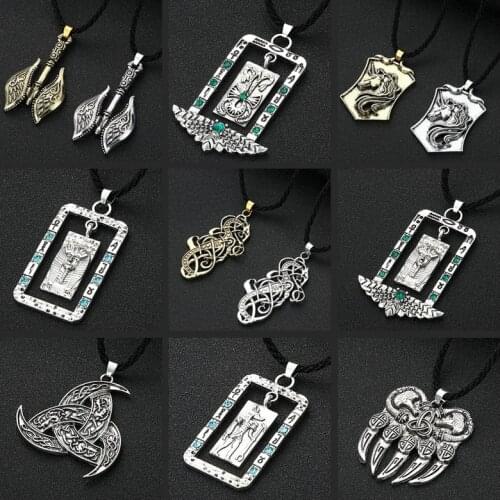 Handmade Slavic Viking Pendant Necklace For Men Women Ancient Egypt Vintage Jewelry Unicorn Moth Axe Celtic Necklace Gift