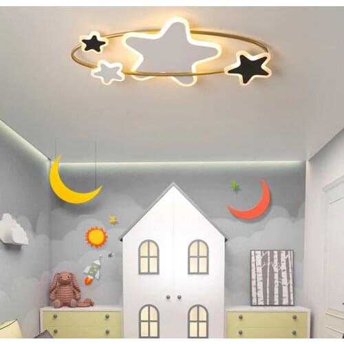 Modern LED Chandelier For Childrens Room Bedroom Study Nursery Ceiling Lamp Girls Boys Kids Creativity Star Light Fixture