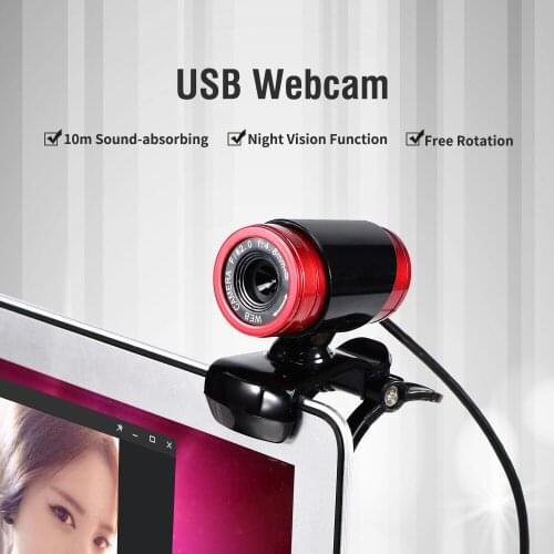 USB 2.0 50 Megapixel HD Camera Web Cam with MIC Clip-on 360 Degree for Desktop Skype Computer PC Laptop Black