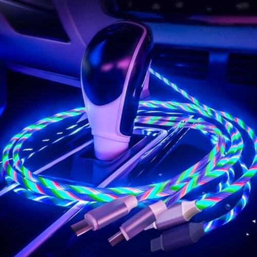 3 in 1 8 Pin Type C Micro Luminous Charge Cable For iphone 6s 7 X 12 Samsung Huawei P Smart 2021 Xiaomi Redmi Realme USB Charger