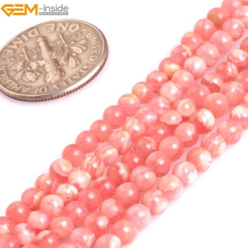 Gem-inside AAA Grade Genuine Natural Round Pink Argentina Rhodochrosite Precious Stone Beads for Jewelry Making DIY Jewellery