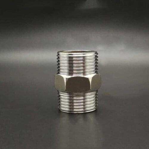 1/2" 3/4" 1" 1-1/4" 1-1/2" BSP Male to Male Thread 201 Stainless Steel Pipe Fitting Hex Nipple Coupler Connector Adapter