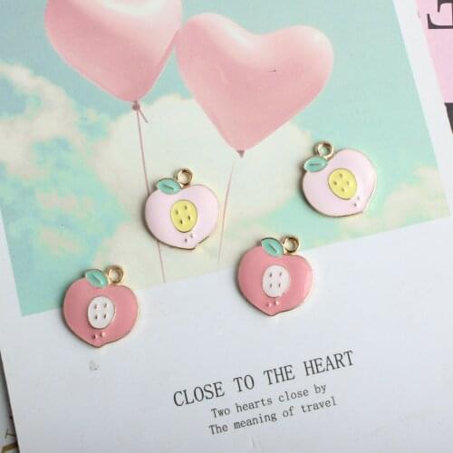 10pcs/lot Enamel Alloy gold jewelry Peach pendants charms for bracelet necklace DIY jewelry making earring