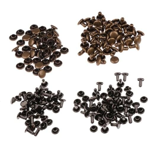 100 Sets Leather Rivets Double Cap Rivets for Leather Craft Repairing Decoration