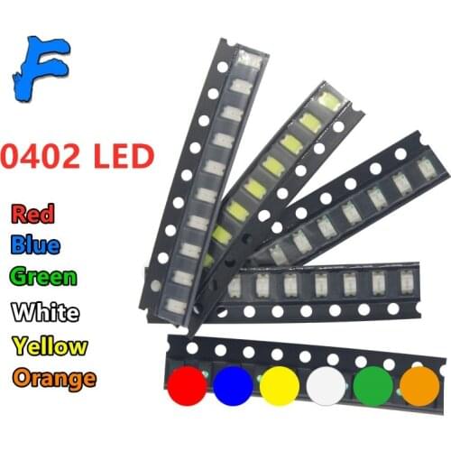 100pcs/lot 6 Colors SMD 0402 Led DIY kit Ultra Bright Red/Green/Blue/Yellow/White/Orange Water Clear LED Light Diode set