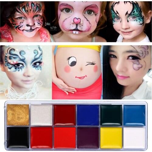 12 Color Body Painted Oil Color Drama Clown Halloween Makeup Face Color Halloween Makeup Palette Sets & Kits