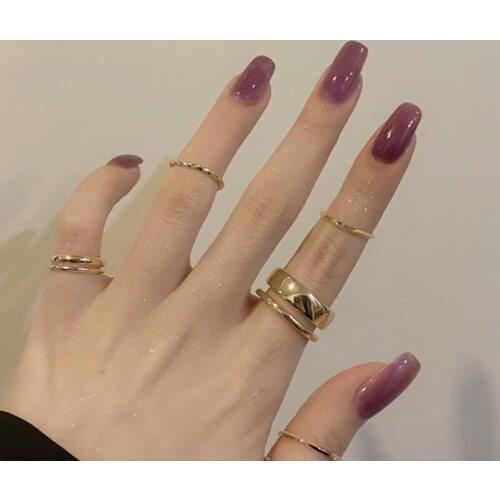 24pcs Fake Nails With Glue Jelly Purple Wear Long Paragraph Fashion Manicure Patch False Nails Save Time Press On Nails DL