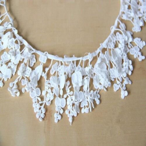 5Yds Cotton Natural Color Fringe Venice Lace Sewing Trims Fabric for Colar Craft-QX