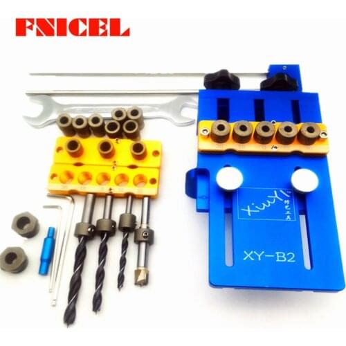 Aluminium Alloy Dowelling Jig for Furniture Fast Connecting Cam Fitting 4 In 1 Woodworking Drill Guide Kit Locator 1 set