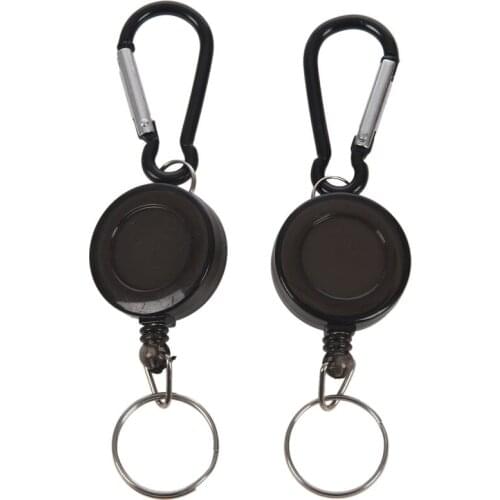 2 PCS BADGE REEL - RETRACTABLE RECOIL YOYO SKI PASS ID CARD HOLDER KEY CHAIN Color:Black Amount:2Pcs-SCLL