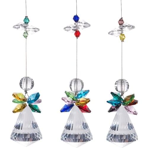 Camal 1pcs Rainbow Guardian Angel 30mm Diamond Ball Crystal Suncatcher For Home Car Decoration Porch Decor Hanging Ornament