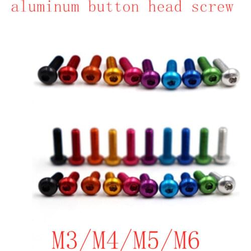 10pcs M3 M4 M5 M6*5/6/8/10/12/14/16/20/25 colourful Aluminum hex socket button head screw