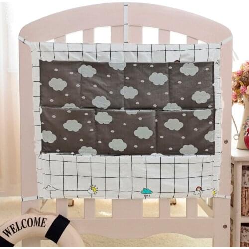 Baby Cot pocket Hanging Storage Bag Crib Baby Bed bumper Hanging Storage Bag Multi-functional muslin Baby Bedding Bumper Bedside
