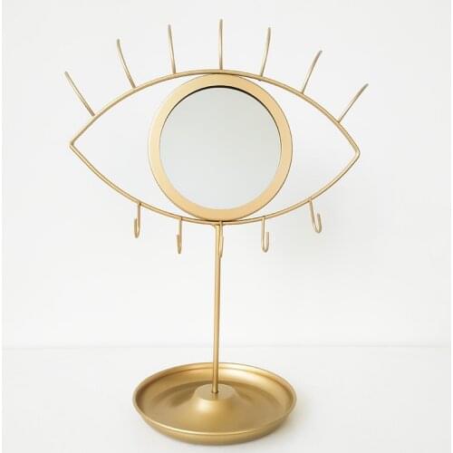 Eye Shaped Design Iron Art Desk Makeup Mirror Girls Bedroom Desktop Makeup Mirror Desktop Decorative Mirror For Women WF