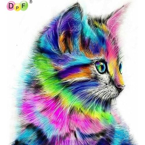 DPF 5D DIY Diamond Painting Full Square/Round Drill "Color cat" Embroidery Cross Stitch crafts gift Home Gift Mosaic Art Decor