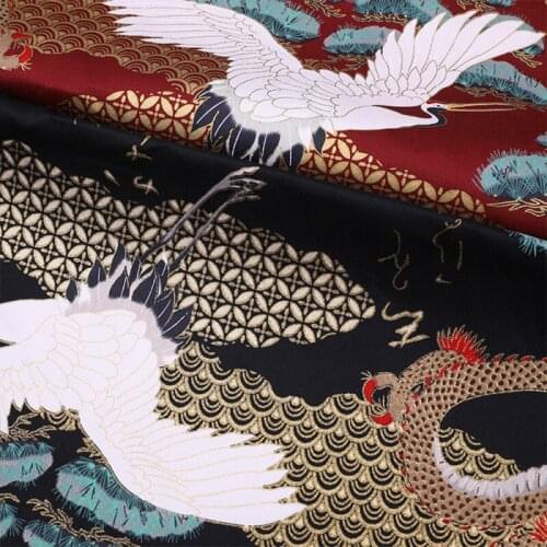 Crane Printing Cotton Stretch Fabric DIY Handmade Craft Sewing Clothing Bag Home Textile Material Accessories