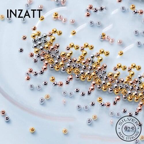 INZATT 15 Pieces/Lot Real 925 Sterling Silver Small Bead Round Charms Wholesale Dropshipping Rose Handmade Of DIY Accessories