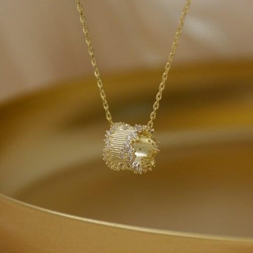 14k Gold Plated Fine Jewelry Micro-inlaid Zircon Exquisite Light Luxury Small Round Necklace Clavicle Chain Necklaces Woman