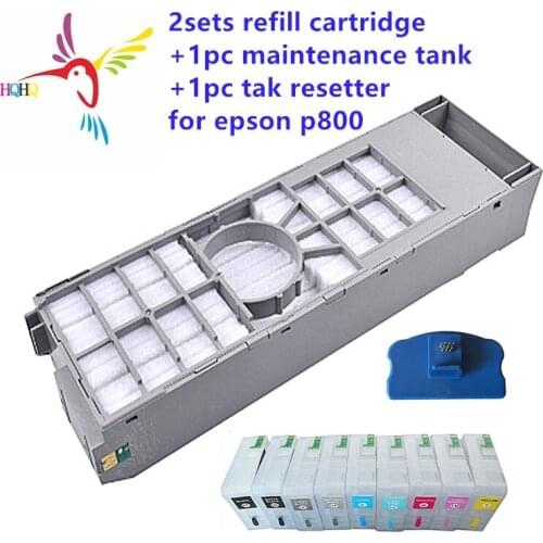 2 Sets T8501-T8509 80ml Refillable Cartridge with Permanent Chip and One Maintenance Tank and One Tank Resetter for Epson p800