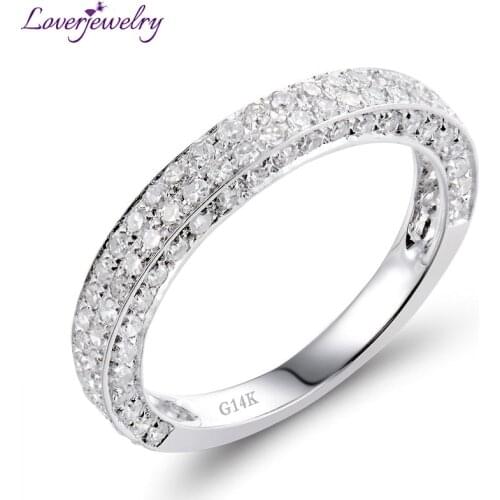 LOVERJEWELRY New Beautiful Solid 14Kt White Gold Pave Diamond Eternit Engagement y Band Ring For Wedding Fine Jewelry SR00121
