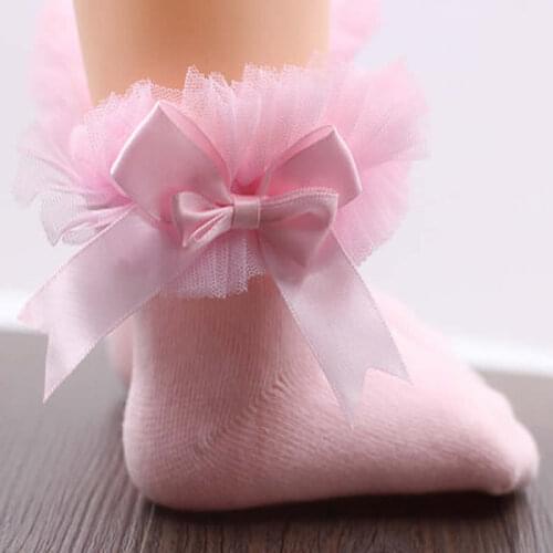 Girls lace socks spring autumn period childrens socks cotton baby knee high princess socks toddler lace bow all cotton socks