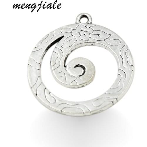 MENGJIALE 20pcs/lot Retro silver charms diy metal ring pendant for necklace or bracelets jewelry making 29*25mm