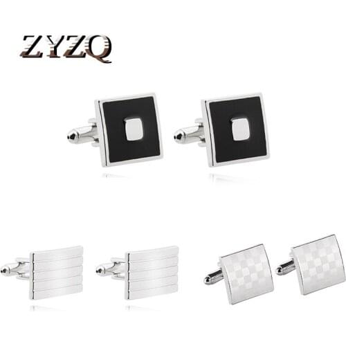 ZYZQ Fashion Square Striped Cufflinks For Men All-match Metal Texture Cufflinks Fashion Cocktail Shirt Accessories