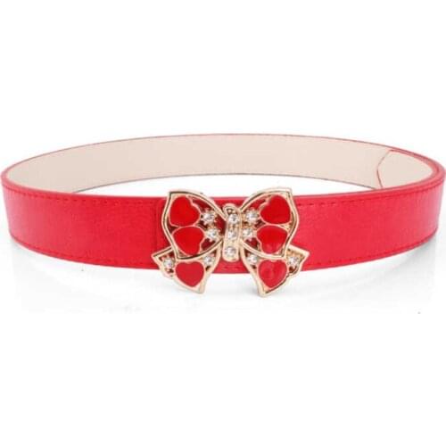 Aoluolan Fashion Leather belt women waist dresses woman pearl studded girls Retro PU Leather Slim Butterfly