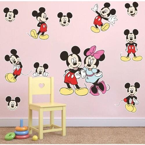 Cartoon Mickey Minnie wall stickers for childrens room. Living room bedroom wall decoration Disney movie poster Art mural