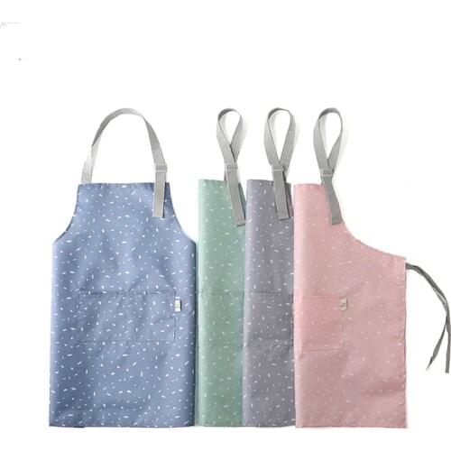 Small fresh waterproof apron, light and smoke-proof kitchen work overalls, Korean fashion hanging neck, adjustable waist