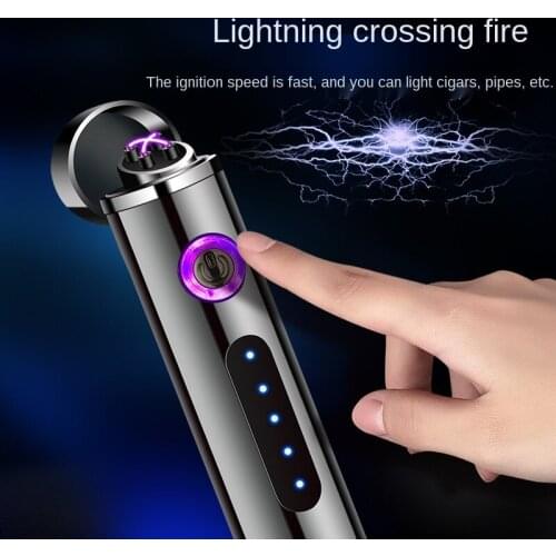 New Mini Double Arc screem display fingerprint Windproof Lighters USB Recharge small metal Electric Lighter