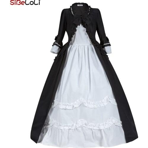 New Black Gothic Victorian Steampunk Dress Historical Inspired Ball Gown Halloween Masquerade Theater Costume