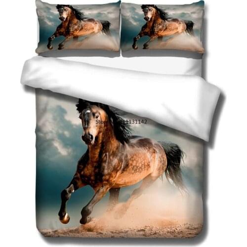 New Animal Horse 3D Printed Bedding Set Single Double King Queen Down Quilt Cover Pillowcase Bedding