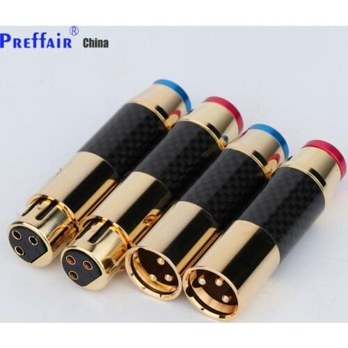 Preffair 4pcs XR1803 Gold plated Carbon Fiber Balance Audio Plug XLR Male Female Connector HIFI