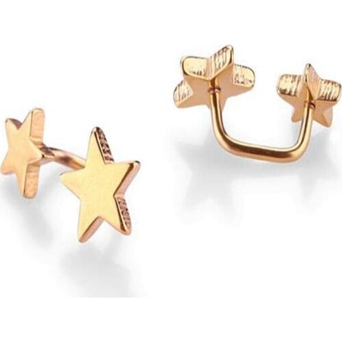 Double star earring woman fashion stud earrings cool ear piercing jewelry 1 pair