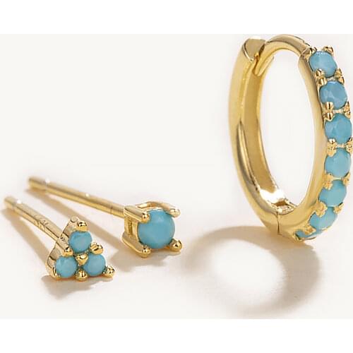 CANNER 3pcs/set 925 Sterling Silver Earrings For Women Color Turquoise Earrings Dangle Piercing Pendientes Mom Gift 2021 Trend