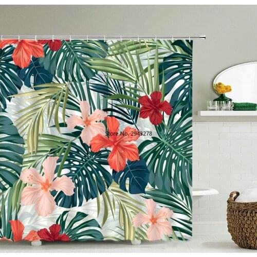 Flowers Pattern Shower Curtains Waterproof Polyester Bath Screen Curtain for Home Decoration Bathroom Printed Shower Curtain