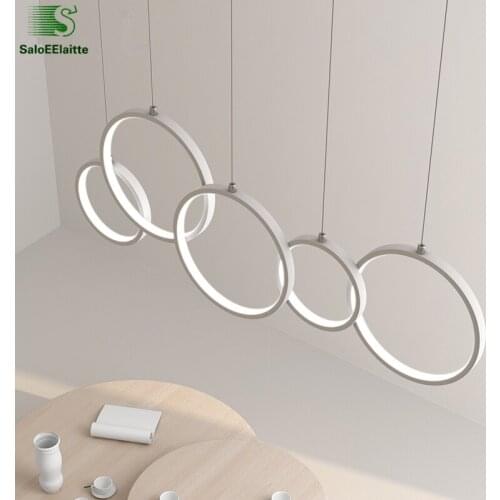 Nordic Minimalism Round Circle Led Dimmable Chandelier Dining Room Lustre Luminaire Pendant Chandelier Led Lihgitng Fixtures