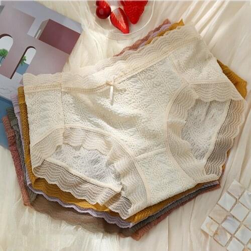 Sexy Lace Panties Women Comfortable Underwears Sexy Middle-Waisted Hollow Out Underpants Female Lingerie Briefs