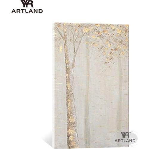 Wedding decorations wall art pictures Hand painted oil painting on canvas gold trees paintings for living room Entrance no frame
