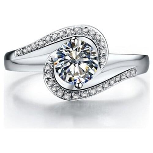 Test Positive 0.5CT 5.0MM G-H Round Cut Moissanite Diamond Ring Solid 925 Sterling Silver Ring White Gold Color Jewel