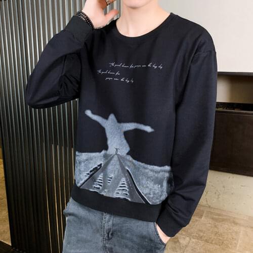 Ins High Quality Mens Long Sleeve Thin Hoodies Trend Spring/Summer/Autumn Round O-Neck Korean Sweater Large Size Top Clothing