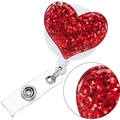 Badge Clips Love Heart Retractable Badge Holder for Nurse ID Badge Reel with Alligator Clip for Hospital Kindergarten School