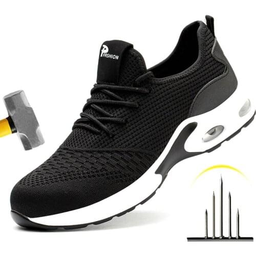 Safety Work Shoes Men Steel Toe Cap Anti-smashing Working Boots Breathable Outdoor Construction Mesh Sport Shoes Plus Size