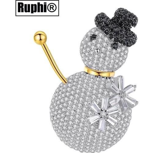 Zircons Snowman Pin Brooches Fashion Gift Ornament Badge jewelry for Women