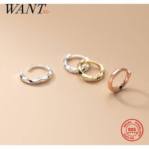 WANTME 925 Sterling Silver Simple Punk Buckle Circle Twist Stud Earrings for Women Trendy Unique Jewelry Accessories серьги 2021