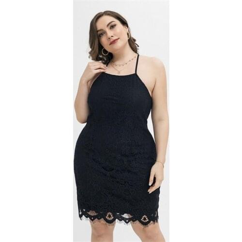 Plus Size Dresses 2021 New Fashion Light Outfit Sexy Elegant Slim Sling Backless Sleeveless Solid Color Pattern Party