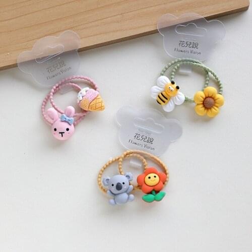 2PCS New Cute Sunflower Bee Princess Cartoon Headwear Kids Elastic Hair Bands Children Ropes Girls Accessories Baby Headdress