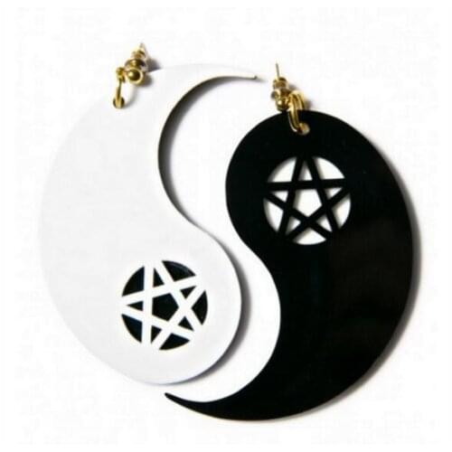 2017 new design fashion acrylic asymmetric AB model Tai chi pentagram drop earrings for men women jewelry Chinese style earrings
